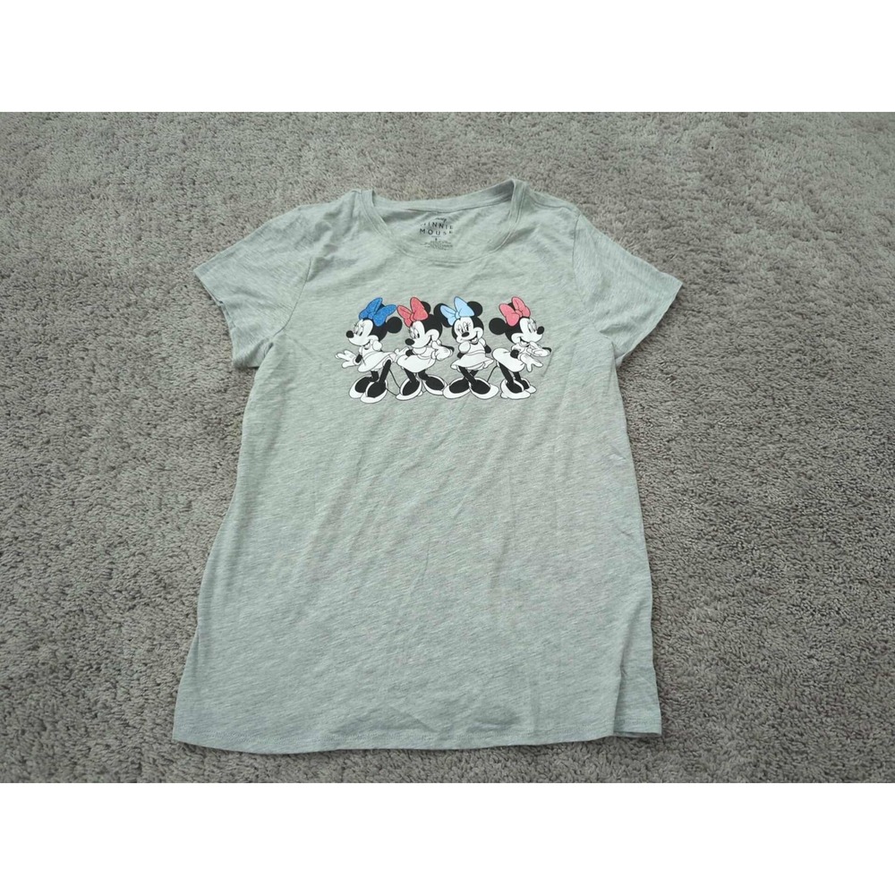 Disney Minnie Mouse T-Shirt Womens Small Gray Short Sleeve Poly Cotton Casual